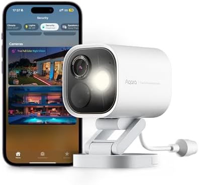 Aqara 4MP Camera Hub G5 Pro PoE, True Color Night Vision Security Camera Outdoor, HomeKit Secure Video, Thread Border Router, Local Detection, Thread/Zigbee, Supports Alexa, Google, Smartthings, White
