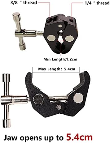 Super Clamp with 1/4 and 3/8 Thread for Photography,Camera Monitor, LED Light,Umbrellas, Plate Glass, Cross Bars, Hooks, Shelves, Photo Accessories-2Pack