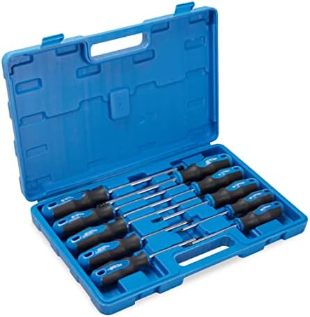 10pc Torx Screwdrivers Set, Magnetic Tip with Center Hole | Black Finished tip, Professional Cushion Grip Screwdriver Set with High Torque