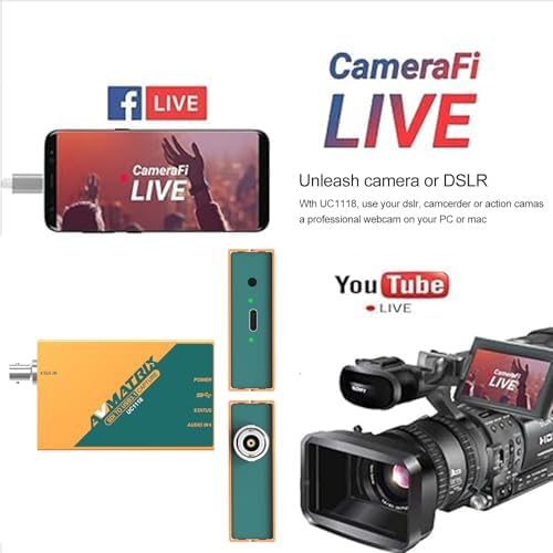 AVMATRIX UC1118 Video Capture Card SDI to USB 3.0(Gen1) 1080P60 Uncompressed (YUY2) Video Capture with Line in for Video Conferencing Telemedicine Online Education on OBS, Zoom, Teams, PC/Mac