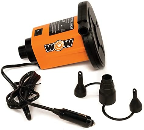 WOW Sports Electric Air Inflator, Air Pumps for Inflatables, Towables and Others, Comes with DC Power Adapter and Cord, 1.0 PSI | A 12V DC air pump for towables, pool floats, and air mattresses.