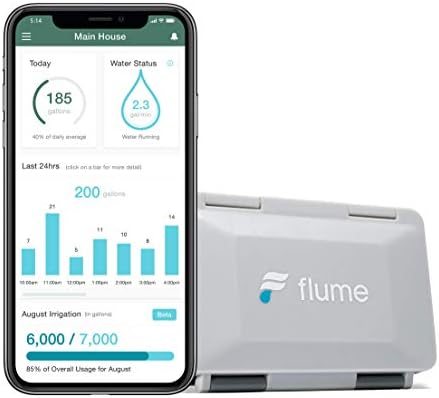 Flume 2 Smart Home Water Monitor & Leak Detector – WiFi Connected, Real-Time Usage Tracking & Alerts – Works with Compatible Residential Water Meters