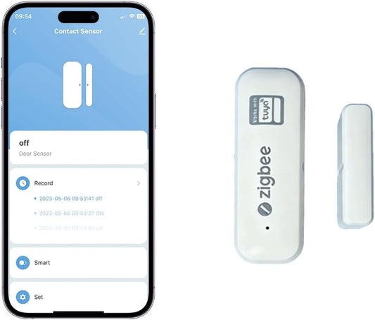 Loopo Tuya-Compatible Zigbee Door Window Sensor, Smart Contact Sensor with App Alerts, Compatible with Alexa &amp; Google Assistant via Smart Life App, Zigbee Hub Required, AA Battery Powered, 4 Pack