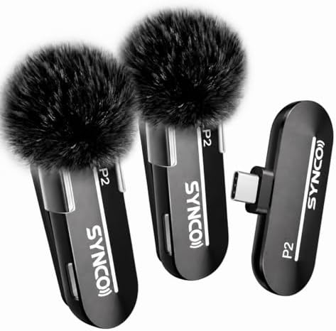 SYNCO 2 Mics Wireless Lavalier Microphone, USB-C Wireless Microphones for iPhone 15, Andriod Phone, P2XT Professional Lapel Mics for Tiktok, YouTube, Streaming, Vlog Video Recording, Type-C Devices