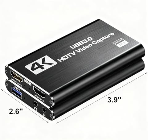 4K HDMI Video Capture Card with Microphone Full HD 1080P 60FPS | USB 3.0 Gaming Capture Device, Compatible with Switch/Xbox/PS4/PS5/PC/OBS