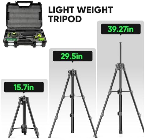 Elikliv Laser Level with Tripod, 4x360° lazer leveler tool | 165Ft Green Laser Level Lines Tool, 360 Self Leveling for Construction, Picture Hanging, Floor Tile, Renovation