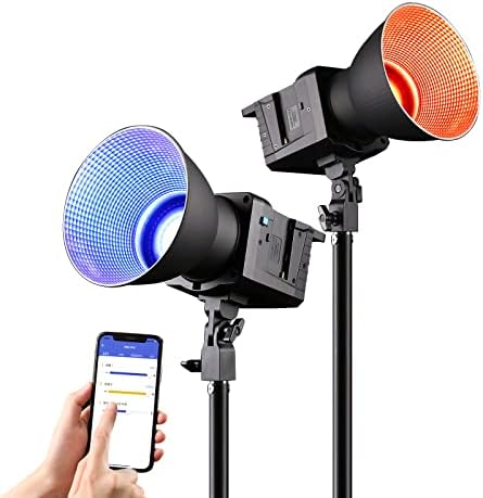Sutefoto 100(W) RGB Video Light 2800K-10000K,P100-RGB 360° Full Color Continuous Lighting, 43700 Lux /0.5m, CRI 96+, TLCI 95+ with APP Control/Remote Control. Studio Light for Film Recording