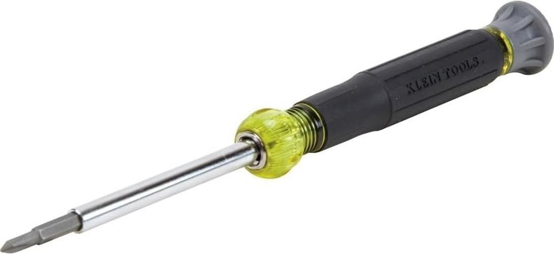 Klein Tools 32581 4-in-1 Electronics Screwdriver Set with 2 Slotted, 2 Phillips Precision Machined Bits, Ideal for Terminal Blocks