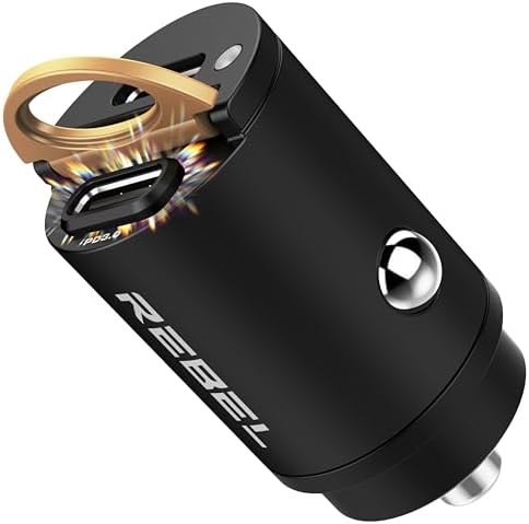 REBEL Dual 65W USB C Fast Car Charger 12V/24V [Smallest Metal Frame] PD65W, QC60W 4.0/3.0, Flush Fit, Cigarette Lighter Adapter for iPhone 17 Pro Max Air 16 Plus 15 14 13 12 iPad, MacBook, S25. S24
