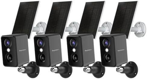 Septekon 2K Security Cameras Wireless Outdoor 4 Pack, Solar Battery Powered Camera with Two Spotlights, PIR Motion Detection Siren, Color Night Vision, 2-Way Audio, IP66 Waterpoof