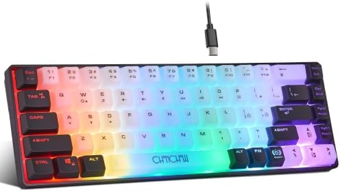 CHONCHOW Mini RGB 60% Gaming Keyboard, 68 Keys Small Compact | USB Wired Rainbow Light Up Backlit Gaming Keyboard for Xbox PS4 PS5 PC Laptop Gamer(White-Black)