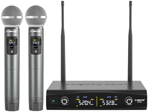 Phenyx Pro Dual UHF Tunable Frequency Wireless Microphone System PTU-52-2H