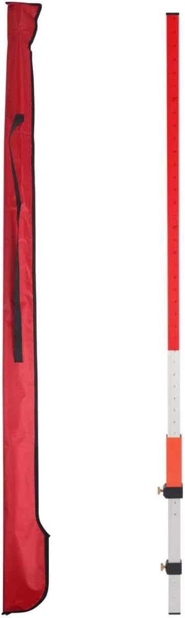Laser Grade Rod, Laser level Suit for Rotary Laser Level Grade Rod With Quick Lock Aluminum rod to Measure, Inch Scale at Front & Metric Scale at Back Rod with Carrying Case