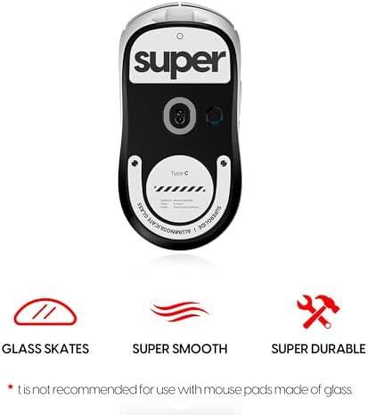 Superglide Glass Mouse Skates for Logitech G Pro X Superlight 2 - Ultra Smooth Glide, Durable Glass Mouse Feet (Type-C, White)