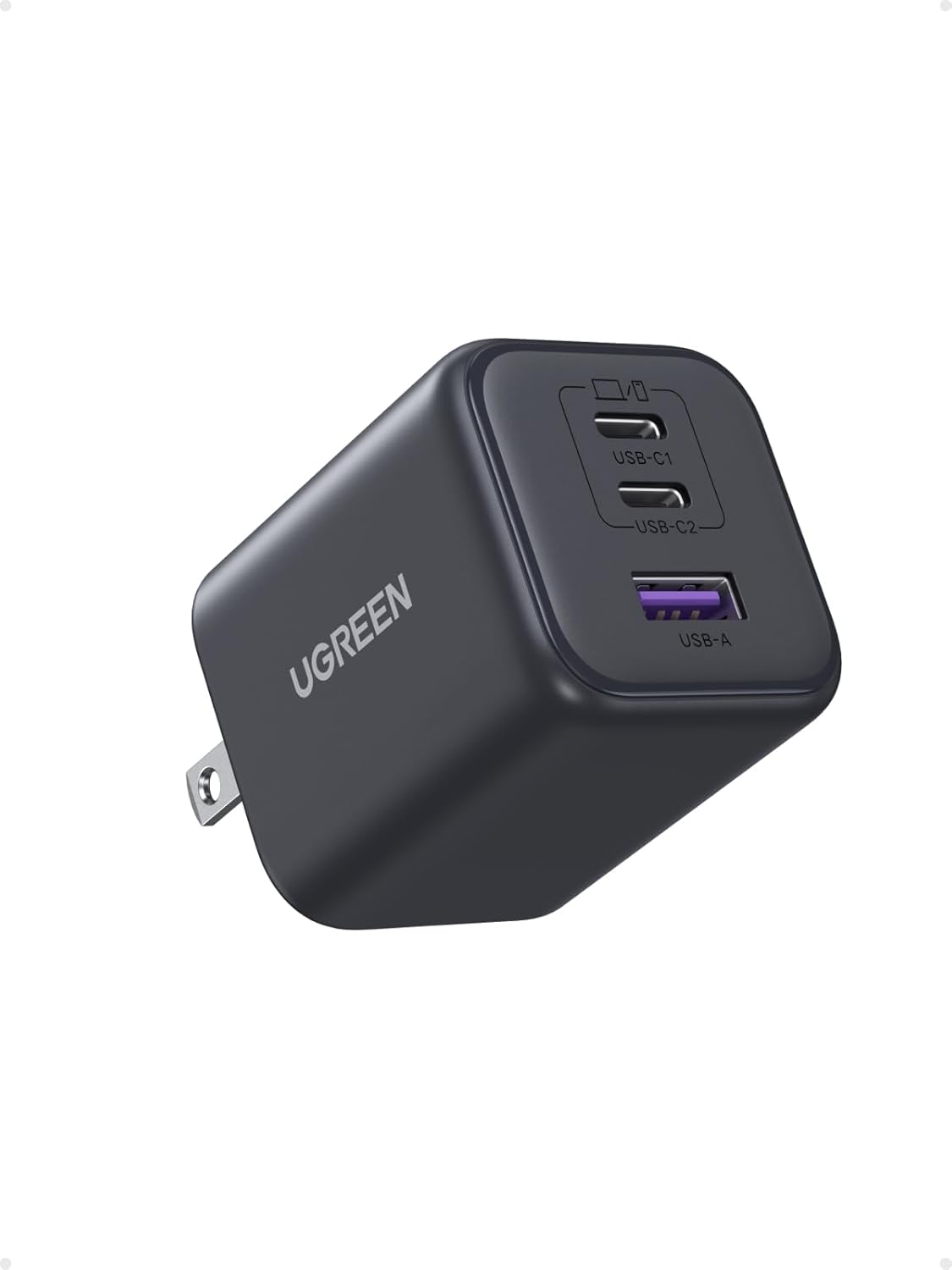 UGREEN 45W USB C GaN Charger for iPhone 17, PPS 3 Port Super Fast Charger Block for iPhone 17/16/15 Pro Max, Galaxy S26/S25/S24 Ultra, Pixel, iPad, MacBook Neo/Air and More Series, Matte Black
