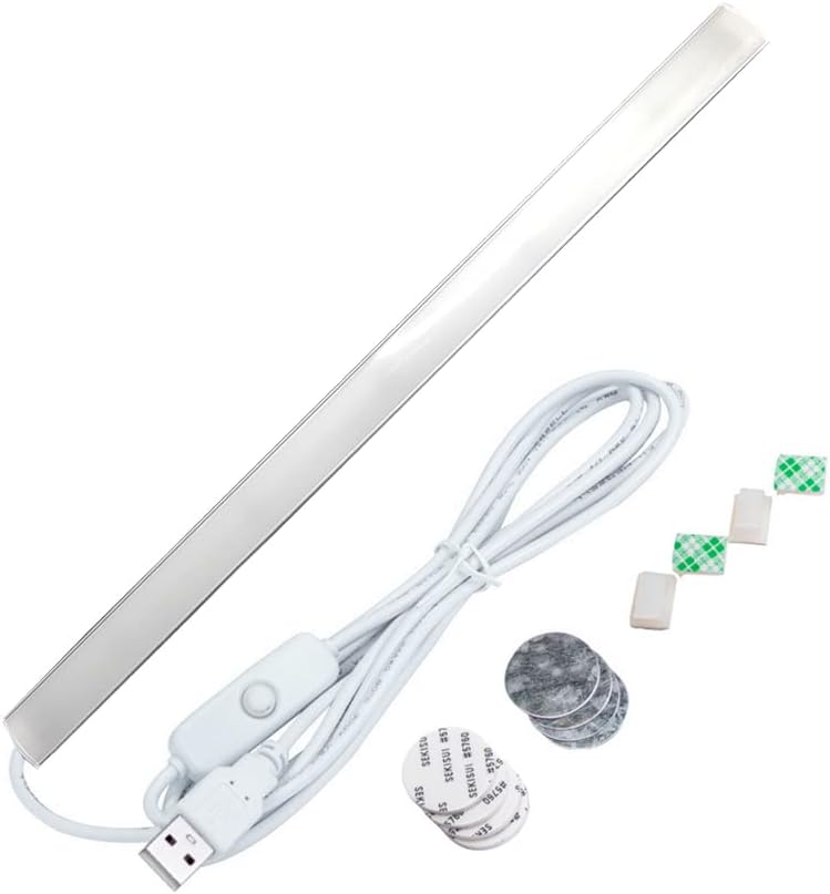Under Cabinet Led Lighting, 12 Inch Led Light Strip Bar, Daylight White 6500K USB Led Light, Small Thin Led Under Counter Lighting (3 Color Temperature,Dimmable, 12.6 Inch Opal mask)