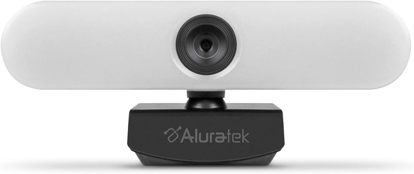 Aluratek HD 1080P Webcam, USB-C/USB-A, w/Built-in Speakers & Mic,Black,AWCS06F