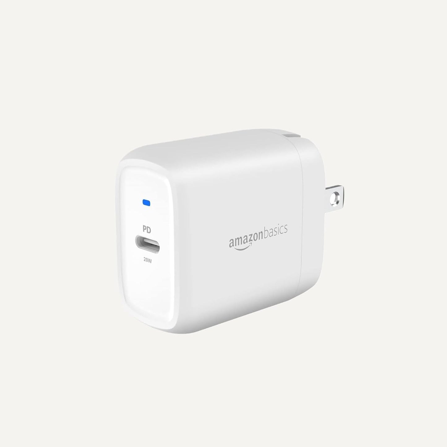Amazon Basics 36W Dual Port USB-C Wall Charger with Power Delivery, Foldable Plug, for Tablets and Phones, Apple Watch, White, 2.34 x 1.09 x 2.21 in (PD36U-2TNB)