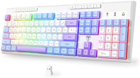 RisoPhy Wireless Gaming Keyboard, Tri-Mode BT5.0/2.4GHz/USB-C, RGB Light up Backlit Keyboards, Customizable Macro Keys, 26 Anti-ghosting Keys, 4000mAh Battery, Creamy Computer Keyboards