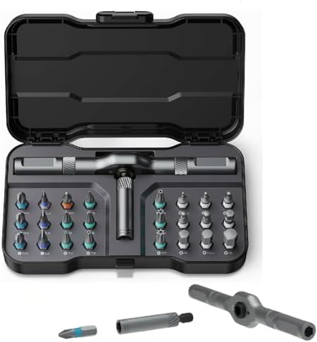 24 in 1 Magnetic Screwdriver Set, Multi Bit Magnetic Drive Set with Detachable Ratchet Handle, Mini Screwdriver Set, Portable Precision Repair Tool Kit for DIY, Electronics, Watch & Home Repair