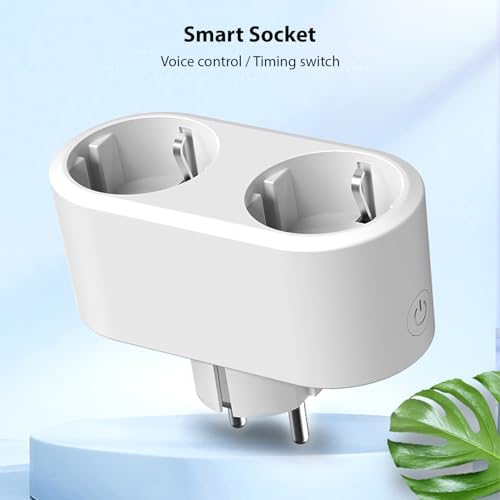 Smart Socket Dual Socket, Smart Power Timer Plug, Smart Sharing 16A WiFi Plug with Voice Control Timer Current Meter Power Off Memory Function for Home, Compatible with Zigbee/BLEmesh/TY APP
