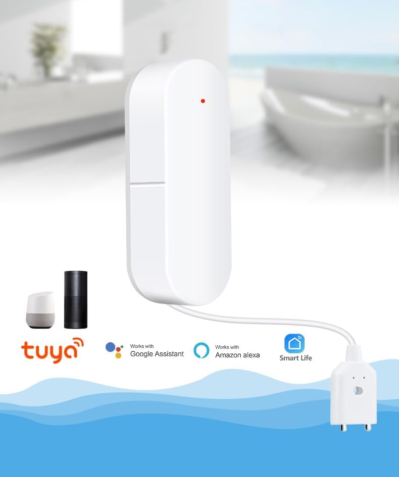UseeLink WiFi Water Sensor, Smart Water Leak Detector, 100dB Adjustable Alerts &amp; App Smart Push, IP67 Waterproof, Wireless Detector for Kitchen, Bathroom, Basement, No Hub Required