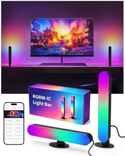 Smart Light Bars, RGB LED Streaming Light with Music Sync, Bluetooth RGB-ICW Desk Light, Gaming Lights for PC, TV, Mood Lighting, USB Powered for Room Decoration.