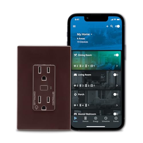 Eaton Wi-Fi Smart Receptacle Works with Hey Google and Alexa, Brown