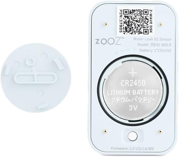 Zooz 800 Series Z-Wave Long Range Water Leak XS Sensor ZSE42 800LR for for smart Flood Prevention. Hub Required (Sold Separately). Compatible with SmartThings, Hubitat, and Z-Box Hub.