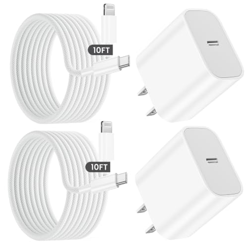 iPhone Fast Charger,[Apple MFi Certified]10FT Long USB C to Lightning Cable Cord for iPhone 14 13 12 11 Pro Max Plus Xs Xr X SE iPad,2Pack Type C Charger with 10FT Braided iPhone Charger Fast Charging