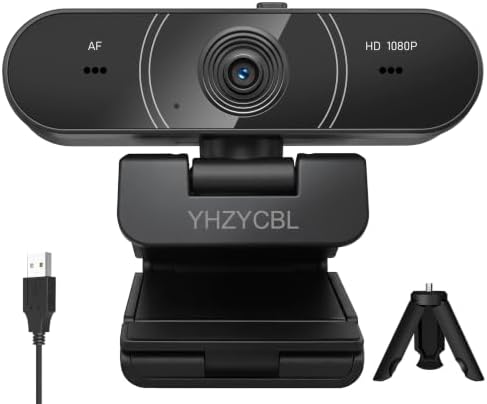 1080p webcam for pc with microphone, Auto Focus, with Privacy Cover