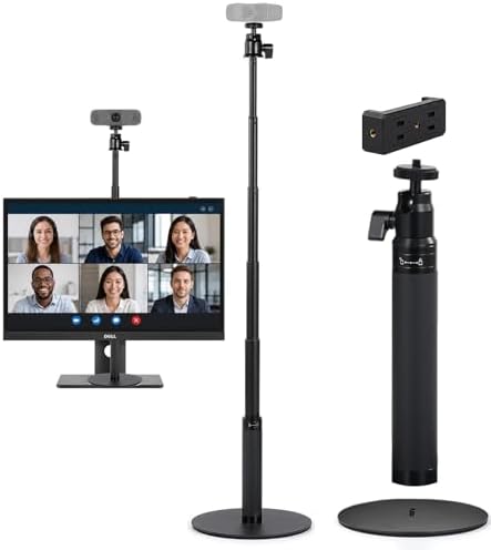 Webcam Stand for Desk, 28" Telescopic Tripod with Phone Holder, Desktop Webcam Mount Compatible with Logitech Webcam C922 C930e C920S C920 C615 C960 C920x BRIO 4K NexiGo N60, 1/4'' Thread