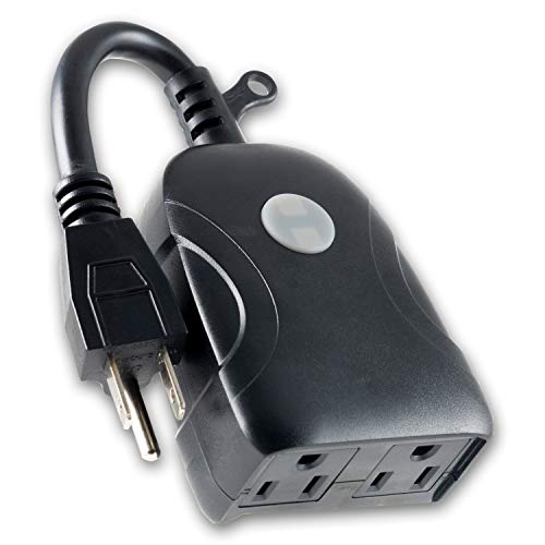 UltraPro Outdoor Smart Plug, 2 Grounded Outlets, Black, 1 Pack