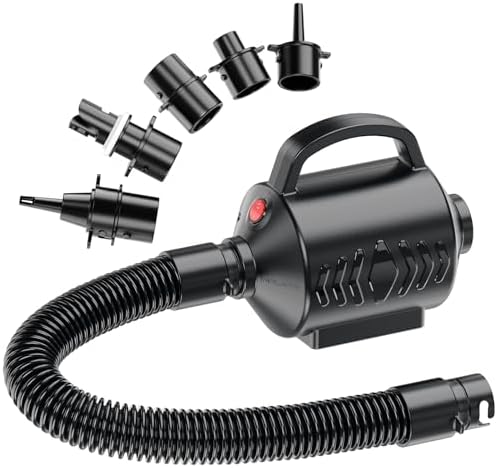 MAACLOUD Electric Air Pump for Inflatable Pool Toys: High Power Quick-Fill | 2 in 1 Inflator Deflator for Pool Float Mattress Raft Gymnastics Track Mat, Portable, 5 Nozzles, AC 110-120V (400W)