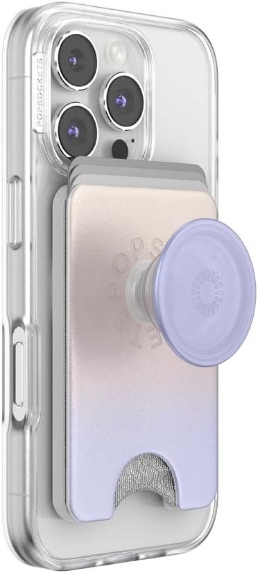 PopSockets Phone Wallet for MagSafe, Phone Card Holder with Grip, Cute - Metallic Morning Haze