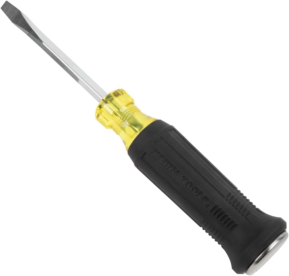 Klein Tools 85442DD Screwdriver Set, Demolition Screwdriver, 1/4-Inch and 5/16-Inch Keystone Tips with Plated Metal Strike Cap, 2-Piece