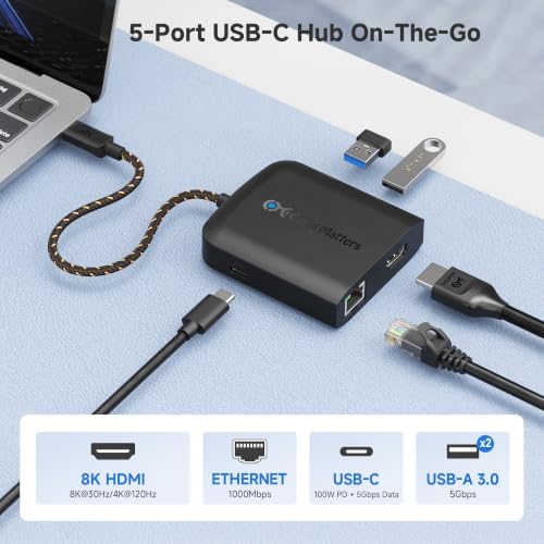 Cable Matters USB C Hub HDMI 2.1, 8K Video, Gigabit Ethernet