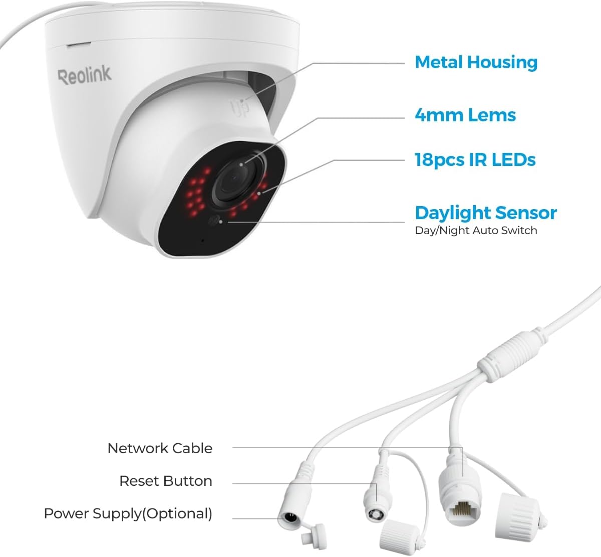 REOLINK RLC-520A 5MP PoE Security Camera, Outdoor Dome with IR Night Vision | Smart Human/Vehicle/Animal Detection,100ft HD IR Night Vision, Work with Smart Home, Up to 512GB microSD Card, Time-Lapse
