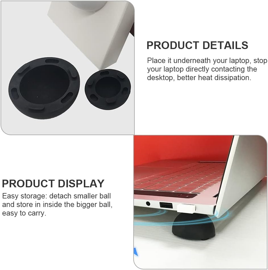 SOLUSTRE Laptop Cooling Ball Pad 4Pcs Silicone Heat Dissipation Feet Riser Stand for Notebook Computer Support and Anti-Slip Cooling Elevator
