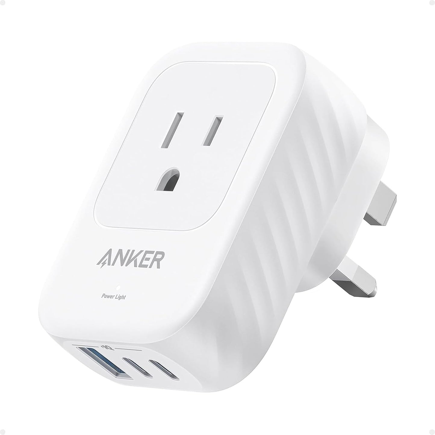 Anker Travel Adapter, Type G Adapter for Travel, US to UK Plug Adapter, 15W | International Travel Essentials, 2 AC, 1 USB A, 2 USB C, Compact for iPhone, iPad, England, Ireland, TUV Listed