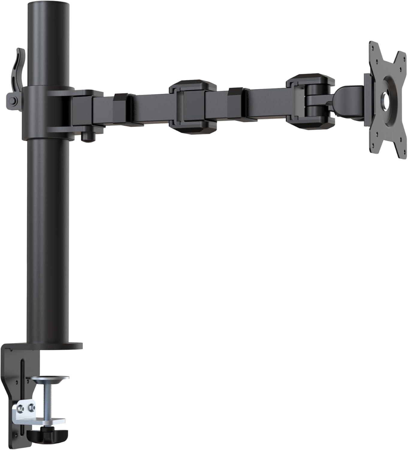 Amazon Basics Single Computer Monitor Stand with Cable Management, Height Adjustable VESA Desk Arm Mount, Fully Adjustable Tilt and Rotation, Steel, Black, Fits 13-30" Screens