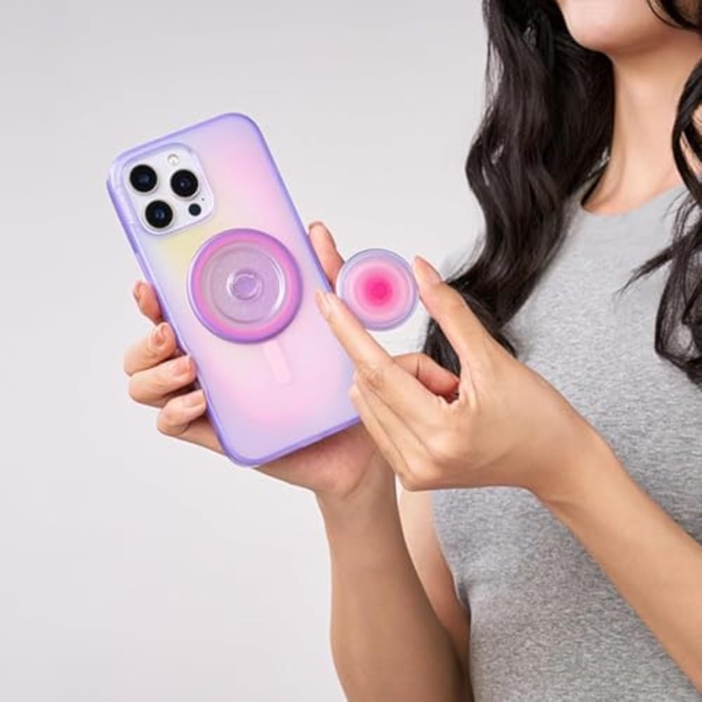 PopSockets Phone Grip for MagSafe, Magnetic Holder, Phone Stand, Purple - Aura