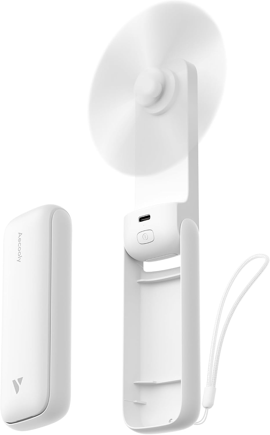 Aecooly Slim Portable Fan, Thin Handheld Fan, USB Rechargeable | Mini Personal [24H Max Cooling Time], Battery Powered Small Foldable Pocket for Travel, Summer, Gifts for Women, Girls -White