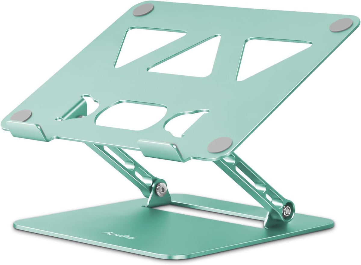 Aoviho Adjustable Laptop Stand for Desk,Portable Laptop Stand Holder and Riser,Foldable Aluminum Notebook Computer Stands for MacBook Air Pro HP Lenovo Dell Samsung, 10-15.6 inch (Fresh Green)