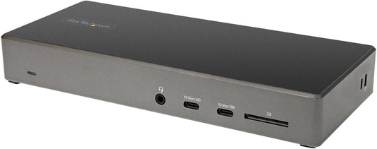 StarTech USB-C Triple 4K Dock with 100W PD, DP 1.4 DSC, 6-Port 10Gbps, GbE | Windows, Chrome, 2x DisplayPort 1.4, HDMI 2.0, SD 3.0 reader, 2x security K-Slots, Audio, Headset port