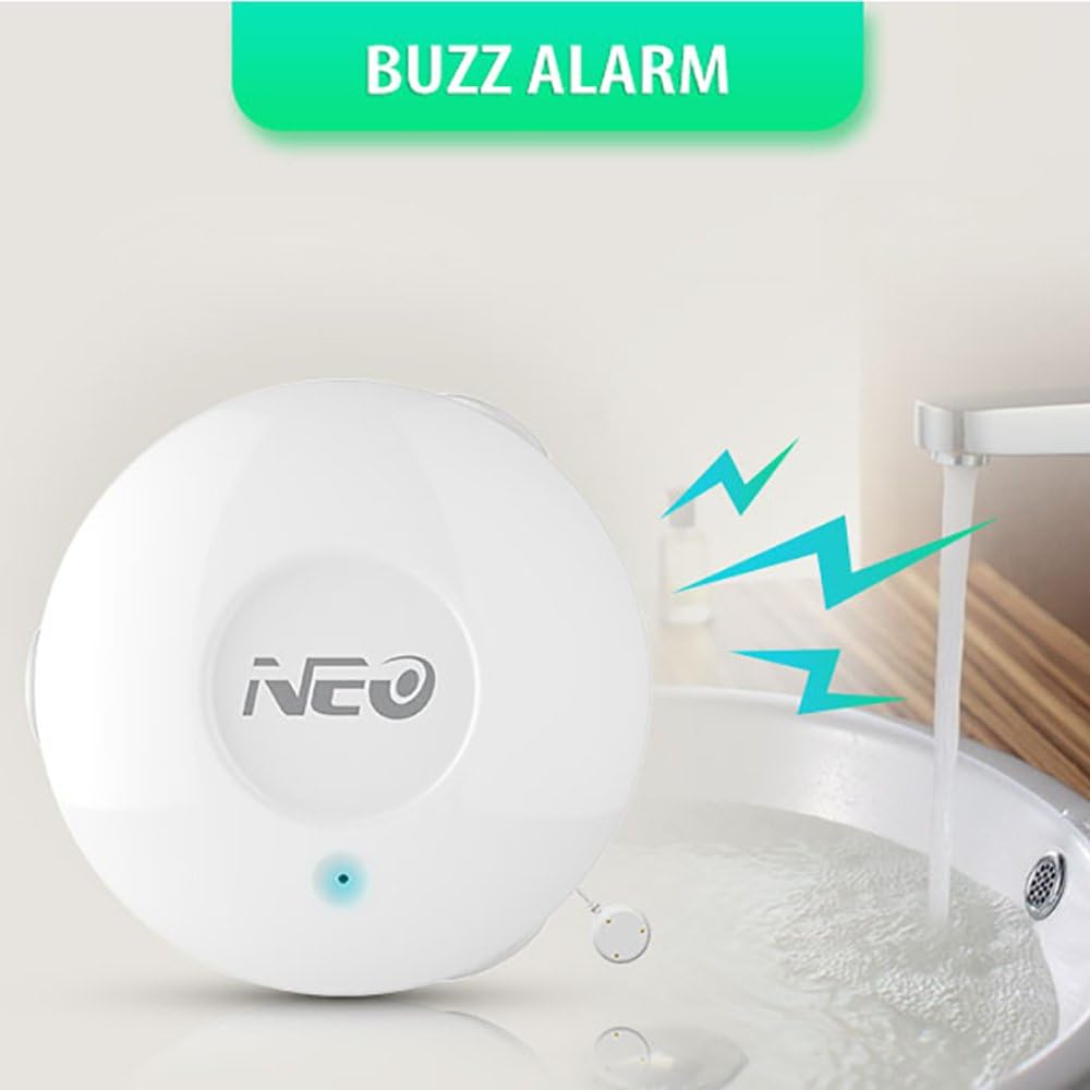 NEO Z-Wave Plus 700s Water Leak Sensor, Smart Water Detector for Home Security, Instant Alerts & App Notification, Requires Z-Wave Hub (Work with Home Assistant & Hubitat) with Long Range Probe