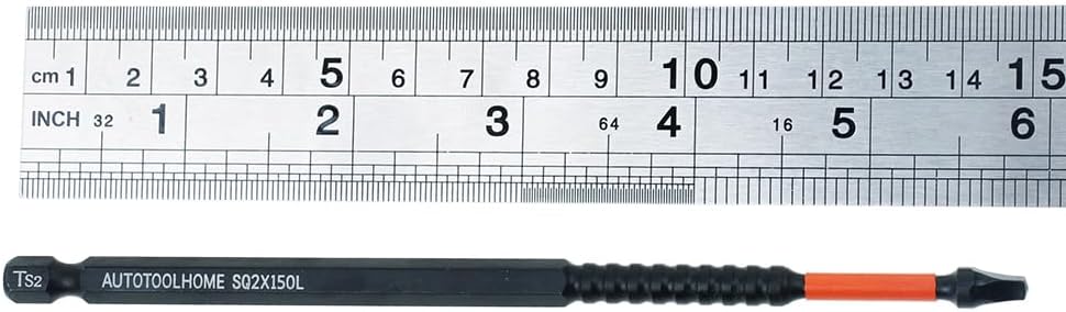 10 Pack #2 Square Driver Bits, 6-Inch Impact SQ2 Bits | Long-reach SQ2 Impact Driver Bits with Torsion Zones and Precision Tips for Pocket Hole Jigs