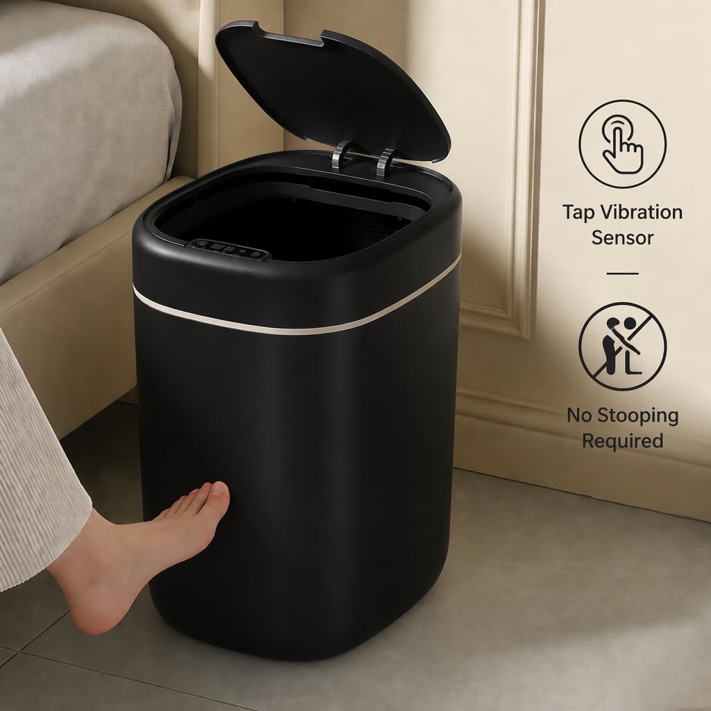Smart Motion Sensor Trash Can, 17L (4.5 Gallon) 3 Induction Modes, Sealed Lid with Odor Control, Touch Control Function, Durable & Easy to Clean Waste Bin for Bathroom, Office，Light Gray