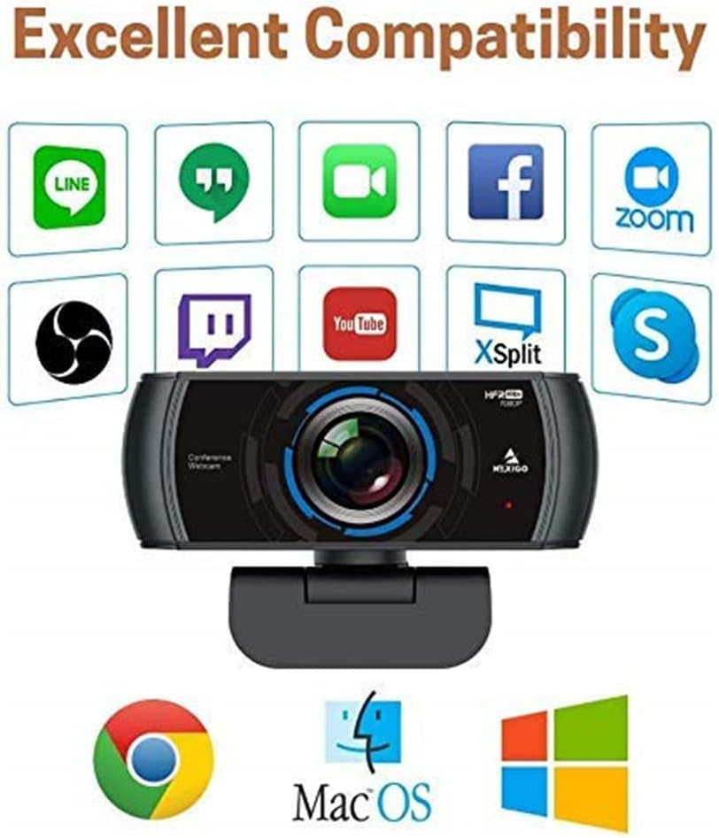 NexiGo N980P 1080P 60FPS Webcam with Microphone and Software Control, USB Computer Camera, Built-in Dual Noise Reduction Mics, 120° Wide-Angle for Zoom/Skype/FaceTime/Teams, PC Mac Laptop Desktop