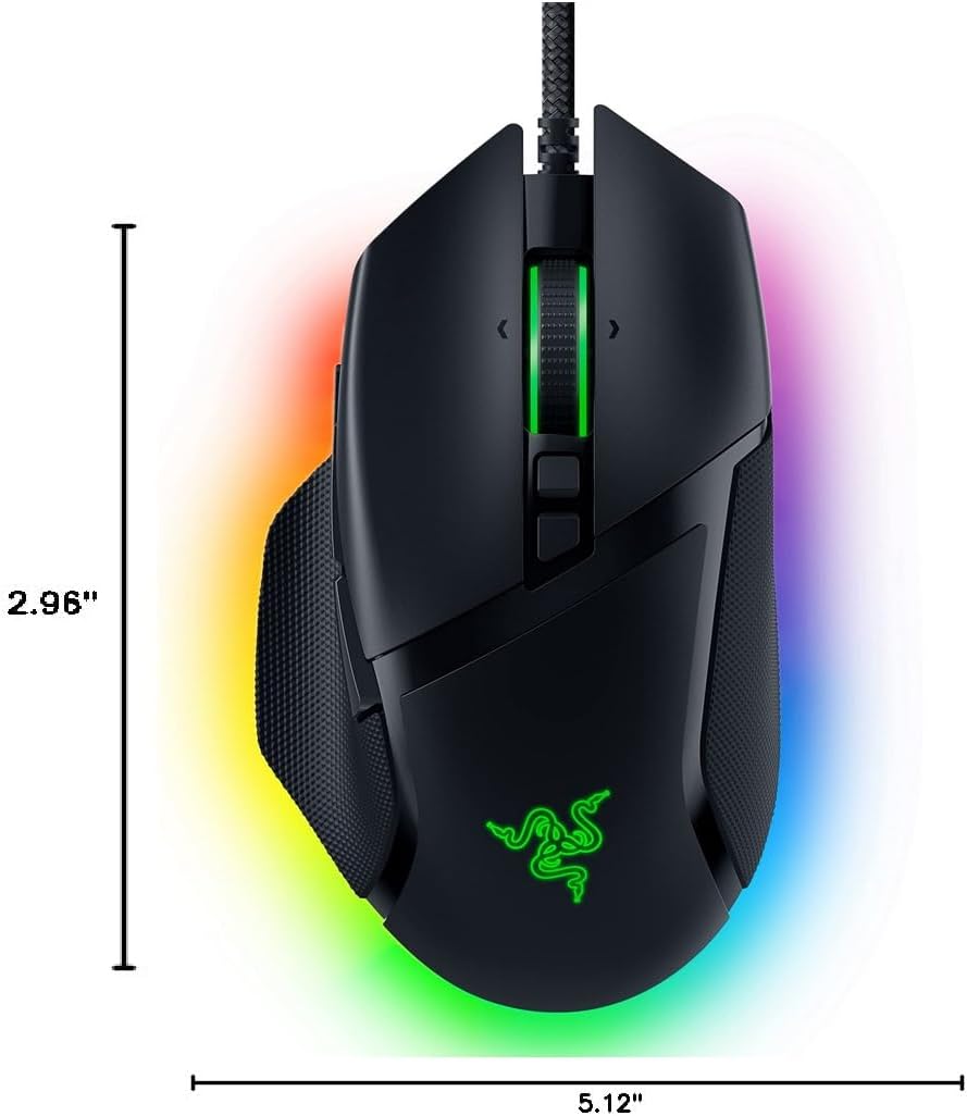 Razer Basilisk V3 Customizable RGB Wired Ergonomic Gaming Mouse, Black | Fastest Gaming Mouse Switch, Chroma RGB Lighting, 26K DPI Optical Sensor, 11 Programmable Buttons, HyperScroll Tilt Wheel